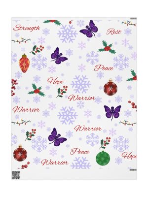 Inspirational Holiday Wrapping Paper, Strength Rest Hope Warrior, Festive Gift Wrap for Christmas, New Year, and Birthdays