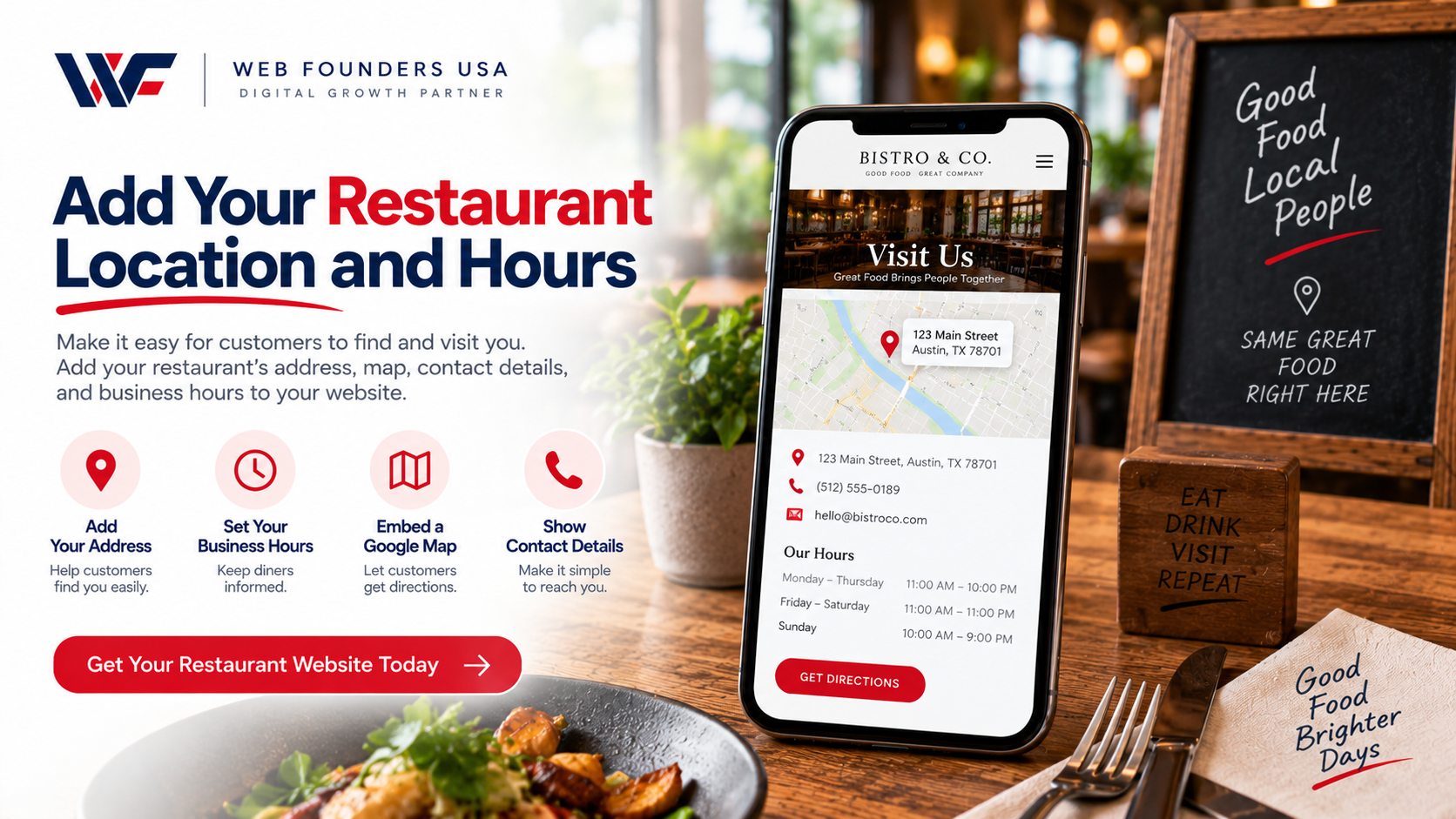 Add Your Restaurant Location and Hours
